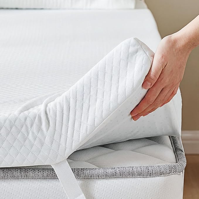 OLIXIS 4 Inch Mattress Topper, Full Gel Memory Foam Mattress Topper with Removable & Washable Cover, Ventilated Bed Pad for Back Pain Relief