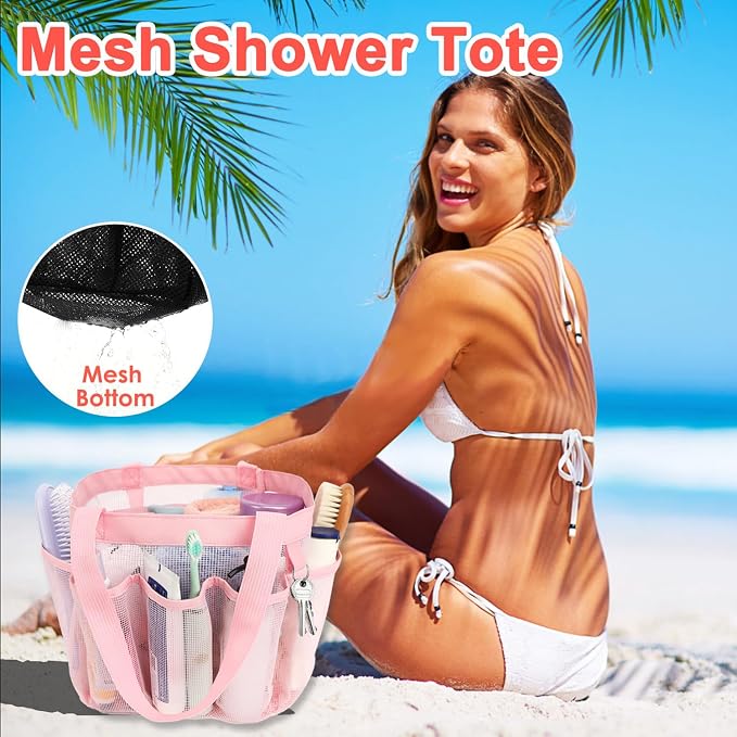 Fammart Mesh Shower Caddy Portable for College Dorm Room Essentials, 8-Pocket Large Shower Basket Tote Bag with 2 Handles for Toiletry, Bathroom, Beach, Camp, Gym - Image 5