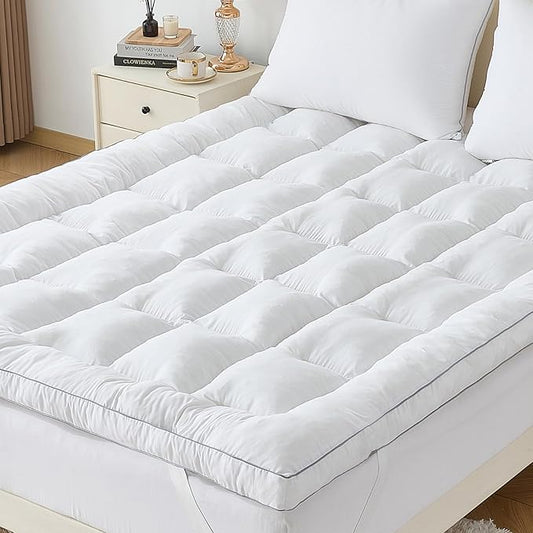 Aodeng 2 Inch Memory Foam Mattress Topper Queen for Back Pain, Extra Soft Pillow Top Mattress Topper, Fluffy Shredded Memory Foam Filled