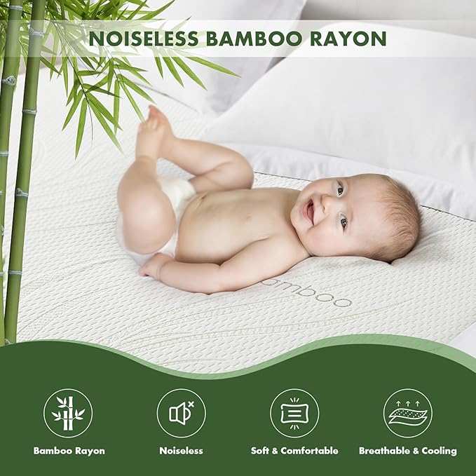 Twin XL Waterproof Mattress Protector - Blancmax Bamboo Rayon Breathable Mattress Protector with Deep Stretchable Pockets, Hypoallergenic & Odor Resistant Mattress Cover Cool & Noiseless