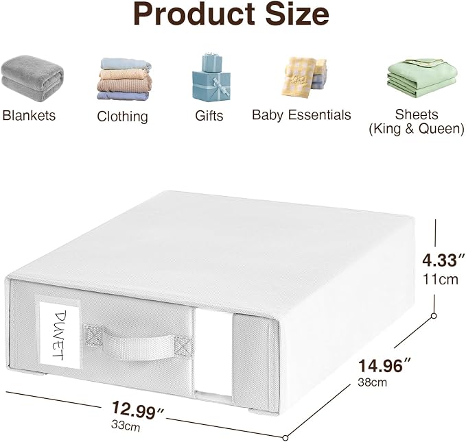 DIMJ Bed Sheet Organizers and Storage 6 Pack - Foldable Sheet Holder for Linen Bedding Storage Box for organization, Sheets Set Holder for Blanke, Towel (King & Queen Size), White - Image 2