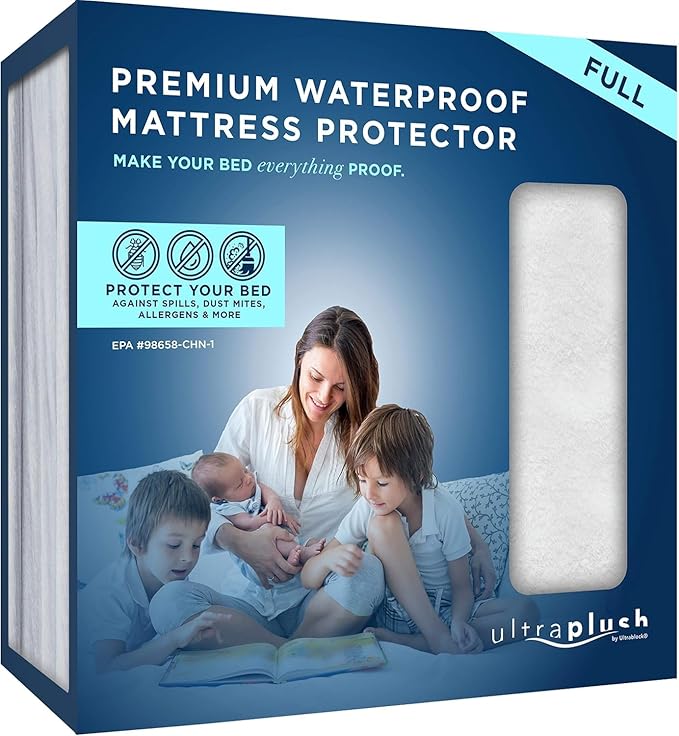 UltraPlush Full Waterproof Mattress Protector - Bedwetting, Bed Cover