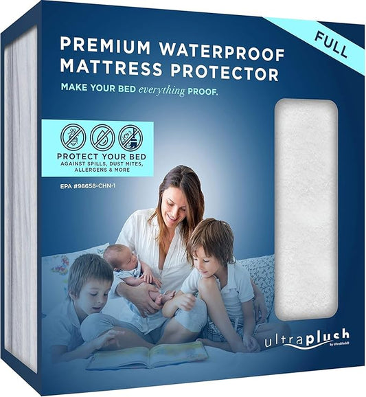 UltraPlush Full Waterproof Mattress Protector - Bedwetting, Bed Cover