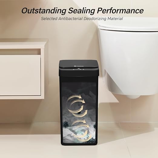 FRESHLIX Motion Sensor Trash Can, 2 Pack 2.6 Gallon Automatic Touchless Garbage Can, Small Smart Trash Can, Slim Waterproof Trash Bin for Bedroom, Bathroom, Office, Living Room, Black - Image 5