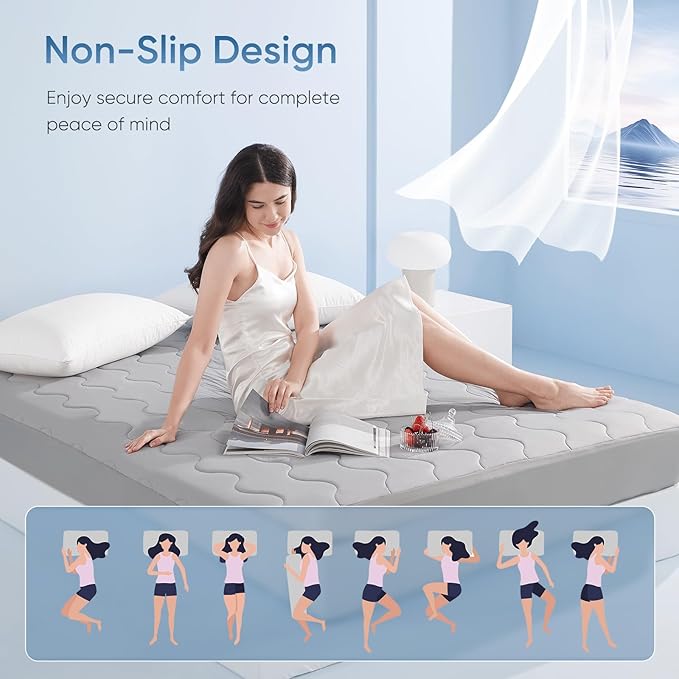 Elegear Queen Cooling Mattress Pad for Hot Sleepers, Waterproof Cold Mattress Topper with TriSupport 3D Tech Balanced Support & Enhanced Breathability, Soft Fluffy Bed Protector Deep Pocket Up to 16"
