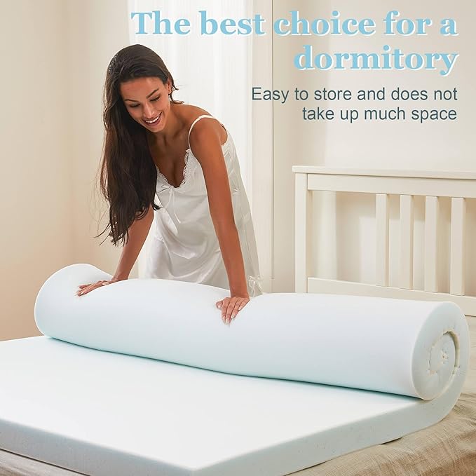3 Inch Memory Foam Mattress Topper,Cot Size Foam Bed, Mattress Topper for Back Pain, Cooling Gel Bed Topper for Sleeper Sofa, Dorm, RV,Camper,75"*30",White