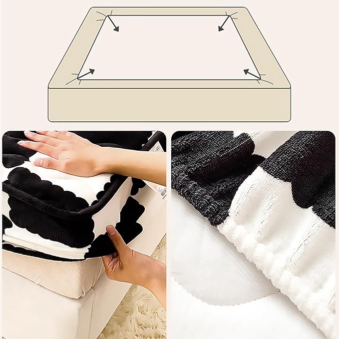 Velvet Fitted Sheet, Soft Velvet Fleece Bed Sheet Mattress Protector Cover with 12'' Deep Pocket Breathable Mattress Pad Cover, Elastic Fitted Mattress Topper(Twin-35x79inch, Black)