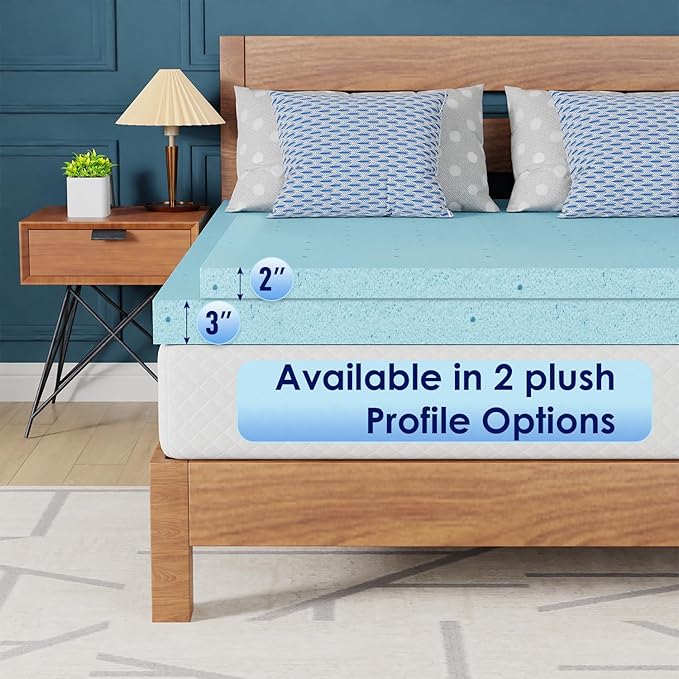 PayLessHere 3 Inch Gel Memory Foam Mattress Topper/Cooling Gel Infused Mattress Topper/CertiPUR-US Certified, (Queen)