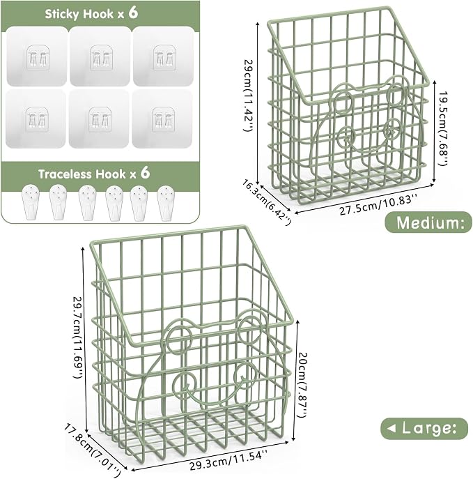 Greentainer 2 Pack Bath Toy Storage Organizer, Large Rustproof Metal Wire Basket, Wall Mounted Hanging Bathtub Holder, Bathroom Shower Caddy for Tub Toys & Toiletries - Image 2