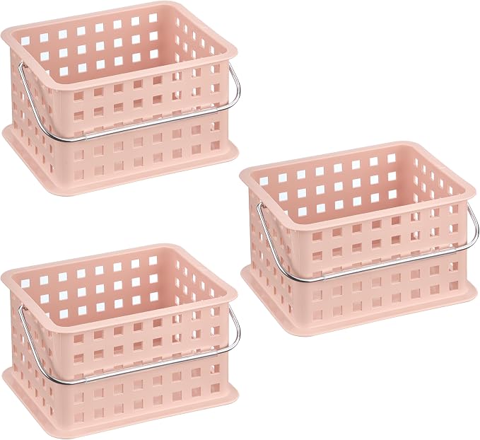 iDesign Small Shower Caddy with Handle, Portable Shower Organizer for Dorm or Bathroom, 3-Pack, Pink - Image 9