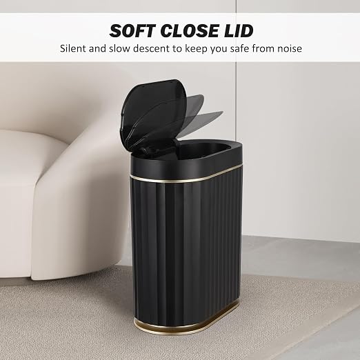 ELPHECO Black Bathroom Trash Can with Lid 2 Gallon Sensor Trash Bin, Automatic Narrow Garbage Can, Waterproof Smart Trash Can, Slim Motion Sensor Waste Bins for Bathroom, Living Room, Office - Image 6
