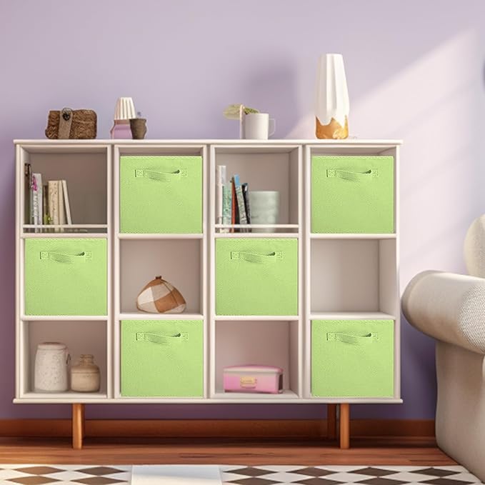 ShellKingdom Storage Bins, Foldable Fabric Storage Cubes And Cloth Storage Organizer Drawer For Closet And Toys Storage, 2 Pack (Green) - Image 3