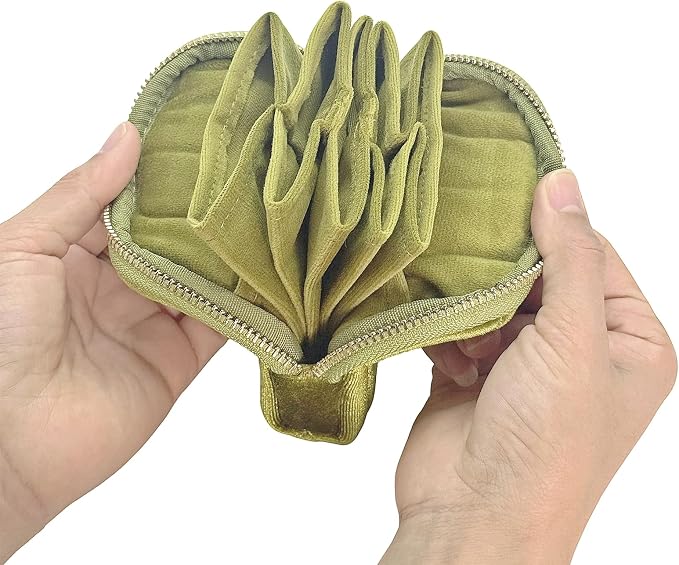 Small Travel Jewelry Case - Jewelry Travel Organizer Bag with for Bracelets, Necklaces, Bangles, Jewelry Organizer Storage Bag Gift for Women Girls,5.1x4.72x1.18 IN- RJB001-Green - Image 4