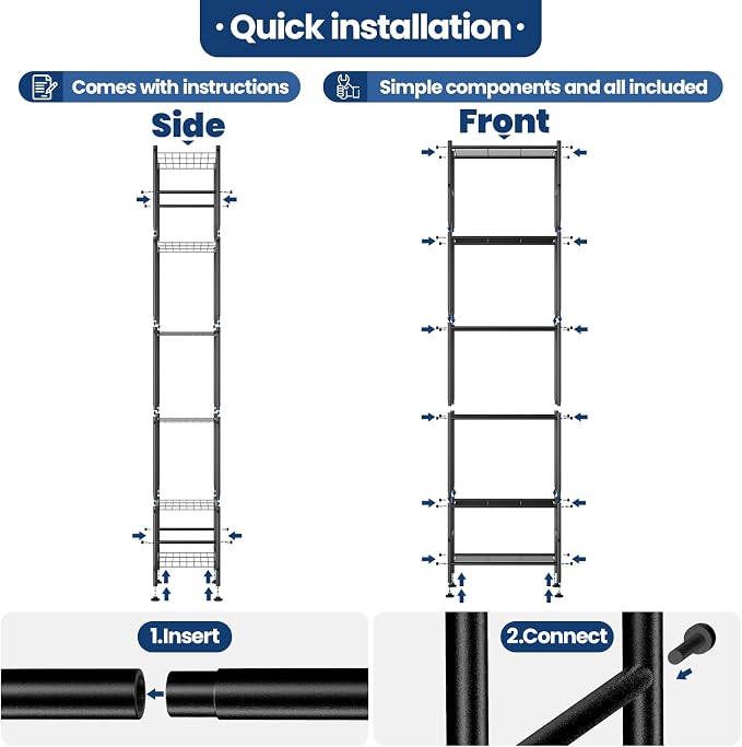 Abiglifty Storage Shelves, 6-Tier Metal Shelving, Closet Shelves with Adjustable Leveling Feet, Shelf Organizer for Kitchen, Pantry, Laundry - Image 7
