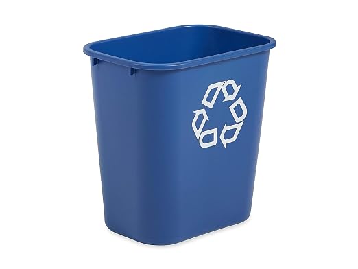 Rubbermaid Commercial Products Deskside Recycling Can, 7-Gallon/28-Quart, Blue Recycling Symbol, Plastic, for Bedroom/Bathroom/Office/Under Desk/Sink - Image 3