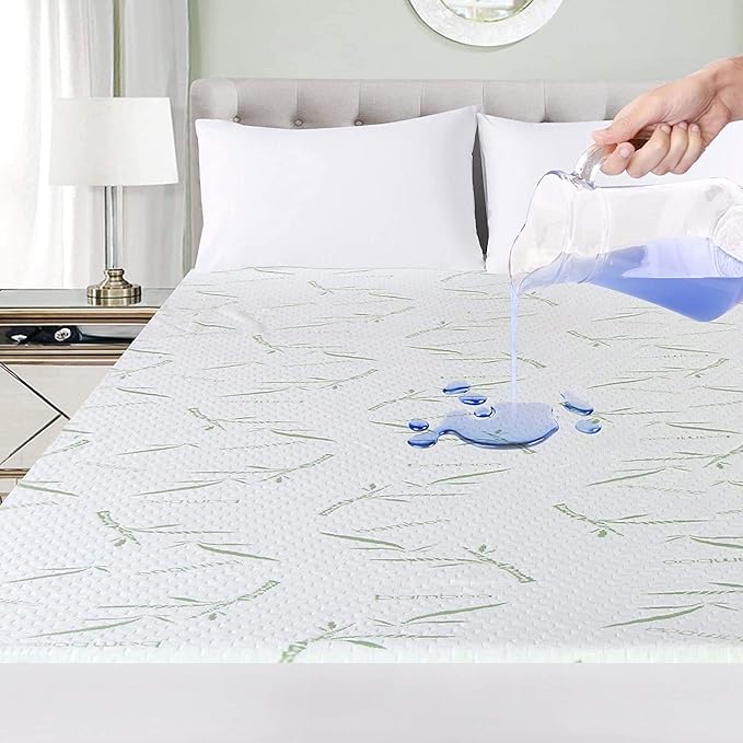 Home Sweet Home Hypoallergenic Viscose Made from Bamboo Waterproof Mattress Pad - Breathable Deep Fitted Mattress Protector (Queen)