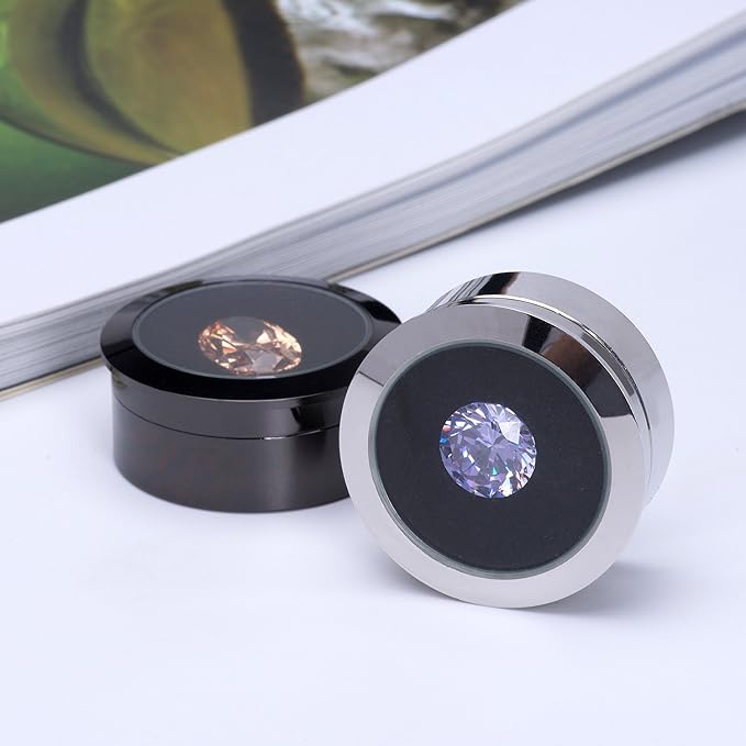 Mini Diameter 1.3 inch Loose Diamond or Gemstone Display Box Case Holder Show Container Metal (Silver- 1.3x0.5) - Image 7