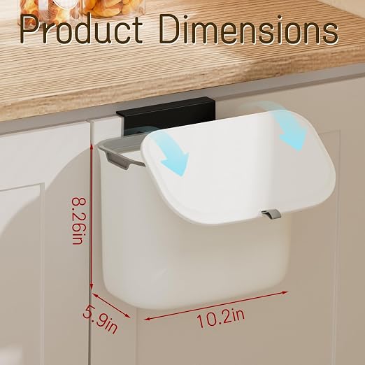 1.9 Gallon Kitchen Compost Bin Hanging Small Trash Can with Lid Under Sink Dual Installation & Triple-Seal Technology, Odorless Kitchen/Bathroom/Office Trash Can for Home, RV - Image 2