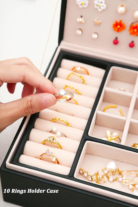 QBestry Womens Earrings Jewelry Box for Girls Jewelry Earring Organizer Box Earring Holder Organizer for Girls Jewelry Organizer Boxes for Women Girls Stud Earrings Organizers Jewelry Box Black - Image 6