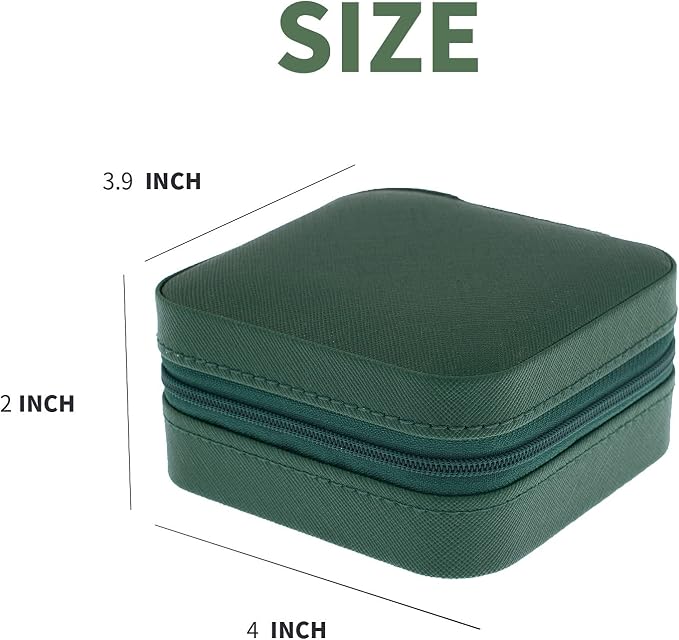 KElofoN Travel Jewelry Case with Mirror - Small Organizer Box for Girls & Women (Green-5) - Image 3
