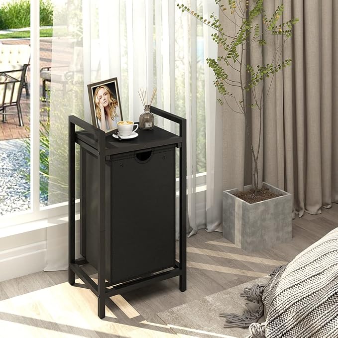 LAATOOREE Laundry Hamper, Two-Color Laundry Basket with Removable Laundry Bag and Top Shelf, Clothes Hamper for Samll Space,Laundry Room, Bedroom, Bathroom - Image 4