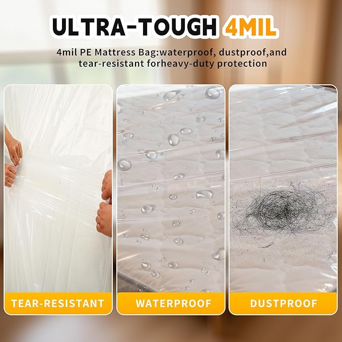 Topsoon 2PK Plastic Mattress Cover (4mil, King)