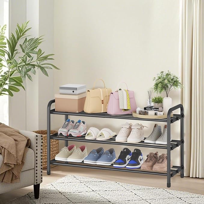 KANAV Expandable Shoe Rack Organizer – 3-Tier Shoe Shelf for Closet, Entryway & Front Door – Space-Saving Shoe Storage Solution - Image 2