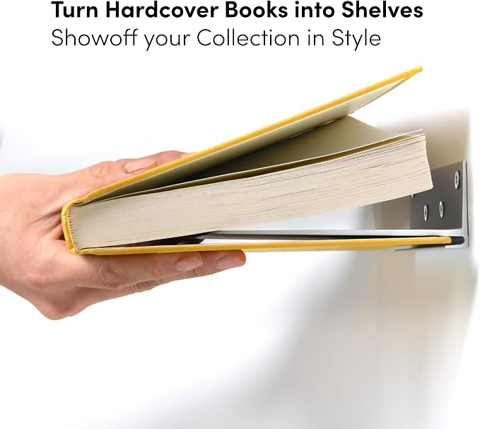 xympo Floating Invisible Bookshelf Wall Mounted (Set of 4) - Aluminum - Turn Books into Floating Shelves - Image 4