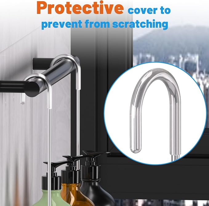 YUOROS Shower Caddy Hanging, Over the Door Shower Organizer Rack 304 Stainless Steel Rustproof Bathroom Storage Shampoo Holder Basket (Silver) - Image 4
