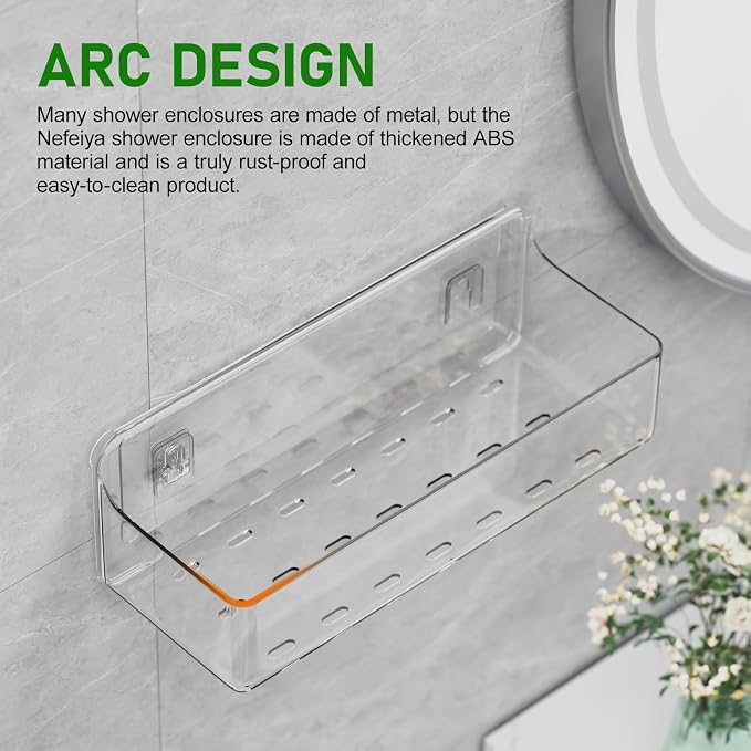 Adhesive Shower Caddy 6 Pack Rustproof Shower Shelves for Inside Shower No Drilling Bathroom Organizers and Storage & Home Décor & Kitchen Large Rack with Soap Holder Clear (clear) - Image 3