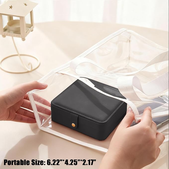 QBestry All-in-One Travel Jewelry Organizer for Women Black | Small Jewelry Box with 68 Earring Holes | Compact Portable Jewelry Case for Earrings, Rings, Necklaces | Perfect Gifts for Mom Wife Girls - Image 6