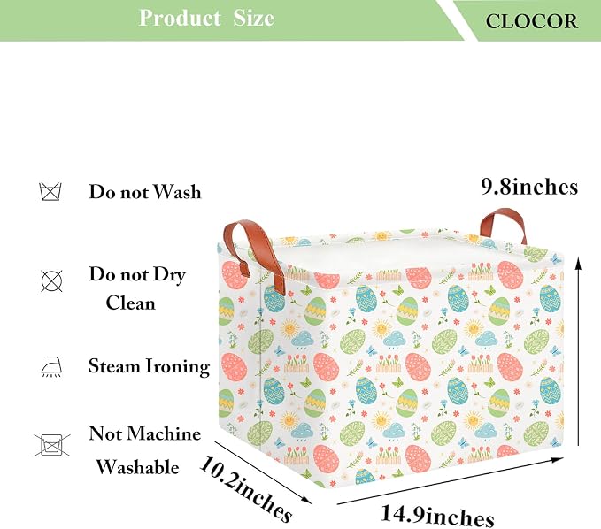CLOCOR Easter Eggs Basket Empty,Rectangular Easter Gift Basket for Boys and Girls,Kids Toys Storage Bin,Baby Room Decor(Tiny Flowers Easter Basket) - Image 6