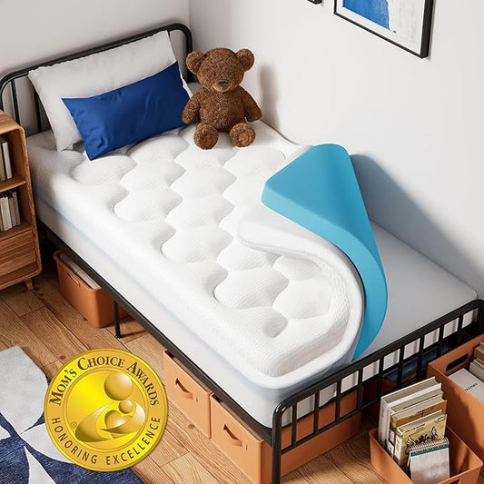 OhGeni Cooling 4 inch Dual Layer Twin XL Mattress Topper 2 Pack for College Dorm Room Essentials, 2 inch Gel Memory Foam, 2 inch Down Alternative Pillow Top Pad, Mattresses Cover for Bed, Deep Pocket
