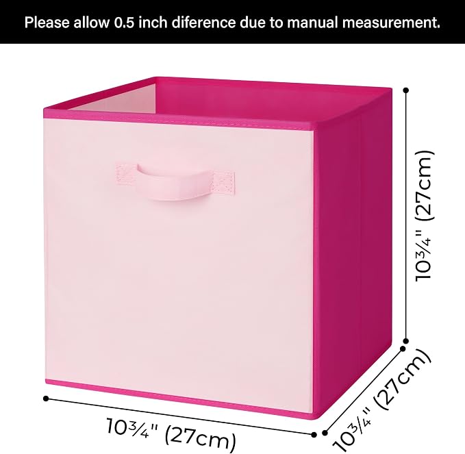 GRANNY SAYS Cube Cute Storage Bins, 11 Inch Storage Cube Organizer, Collapsible Fabric Storage Cubes with Handle, Decorative Cube Storage Organizer for Shelves, Closet, Pink, 6-Pack - Image 6