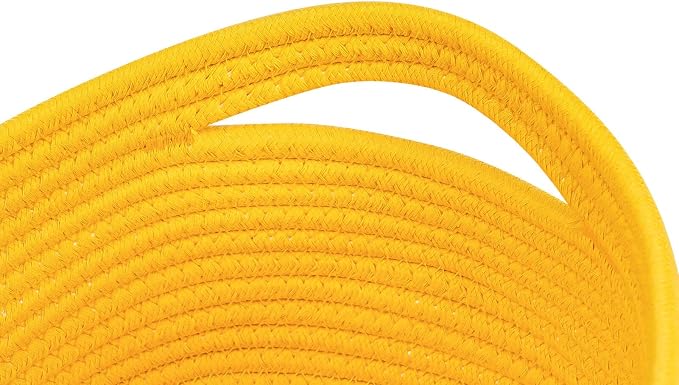 CubesLand Rope Woven Storage Baskets, Small Baby Nursery Organizer Basket, Rectangular Organization/Storage Bins, Closet Shelves Baskets，Empty Gift Basket 3 Packs, Yellow - Image 5