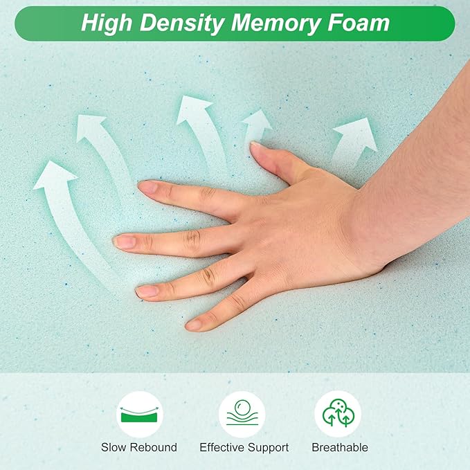 2 Inch King Size Egg Crate Cooling Gel Memory Foam Mattress Topper, Convoluted Bed Topper for Pressure Relief and Enhanced Airflow, CertiPUR-US Certified