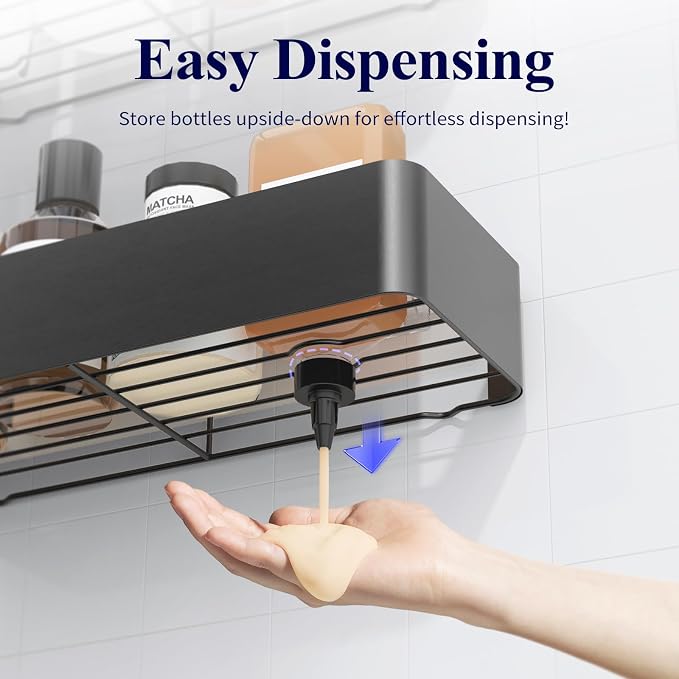 Kitsure Shower Caddy - 2 Pack Adhesive Shower Organizer, Rustproof Metal Shelves, No-Drill Bathroom Organizers and Storage, Grey, Large - Image 5