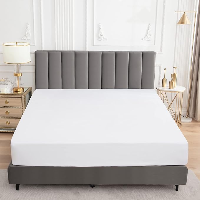 Sufdari Waterproof Mattress Protector, Mattress Cover Twin Size for Bed,18" Deep Pocket Fitted Sheet Style Mattress Protector with Elastic Rubber Band-White,Twin