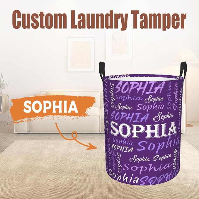 Custom Name Laundry Hamper, Personalized Laundry Basket with Name for Baby Boys Girls, Customized Collapsible Dirty Clothes Hamper Storage with Handles for Bedroom Bathroom Dorm Room Decor - Image 2