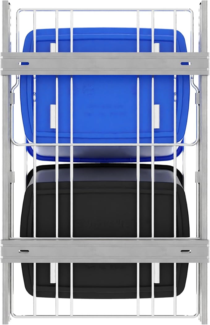 Rev-A-Shelf RV-18KD-2218C-S Double Pullout Trash Cans for Kitchen Cabinets 35 Quart Garbage Recycling Bin on Full Slides, Blue/Black - Image 7