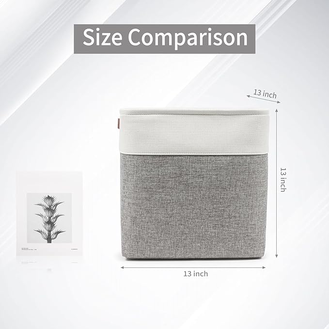Bagnizer 13x13 Cube Storage Bins, Collapsible Fabric Storage Box, 4 Pack Closet Baskets with Handles for Organizing, Shelf, Toys, Clothes, Home, Office, Nursery (Grey&White) - Image 5