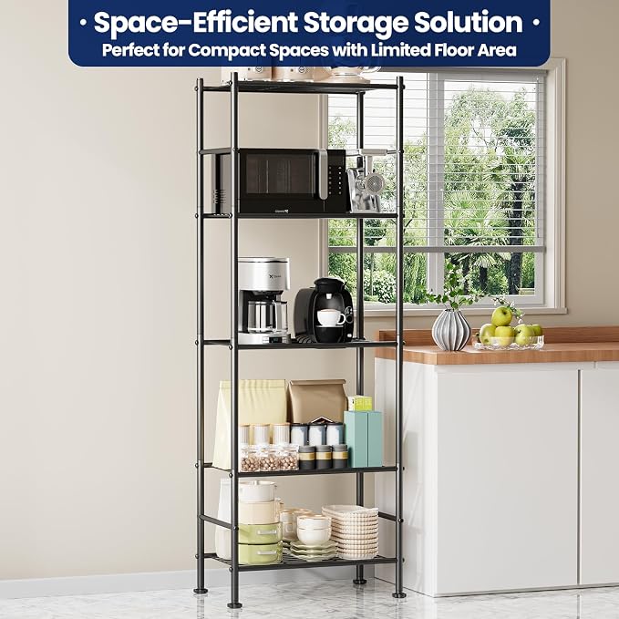 Abiglifty Storage Shelves, 5-Tier Metal Shelving, Wire Shelving Unit with Adjustable Leveling Feet, Shelf Organizer for Bathroom, Pantry, Laundry - Image 5