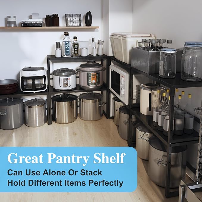 Expandable Metal Storage Shelves, 110LBS Heavy Duty Shelving Units and Storage For Pots Pans Small Appliances, Adjustable Metal Storage Shelf Rack For Kitchen Cabinets Closet Pantry Warehouse Garage - Image 6