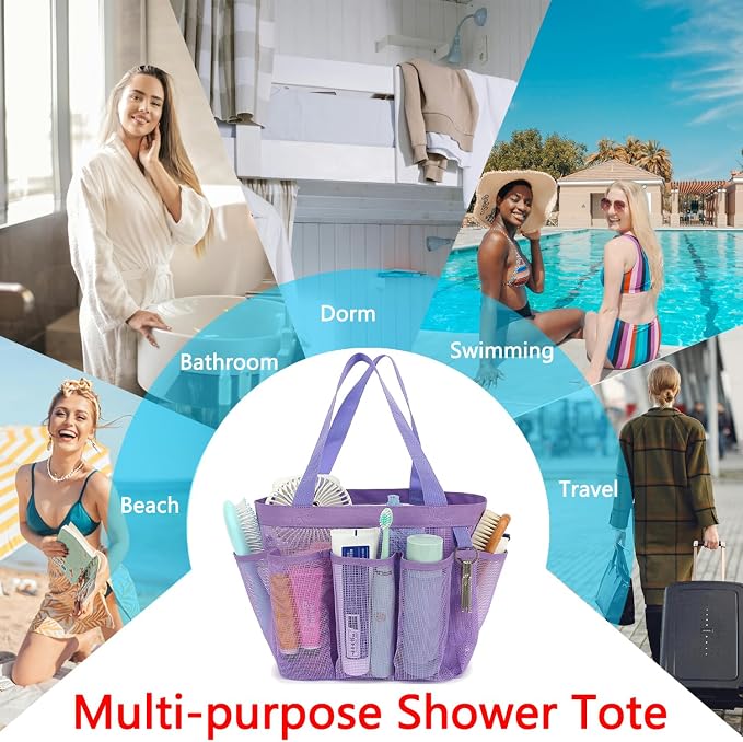 Fammart Mesh Shower Caddy Portable for College Dorm Room Essentials, 8-Pocket Large Shower Basket Tote Bag with 2 Handles for Toiletry, Bathroom, Beach, Camp, Gym - Image 9