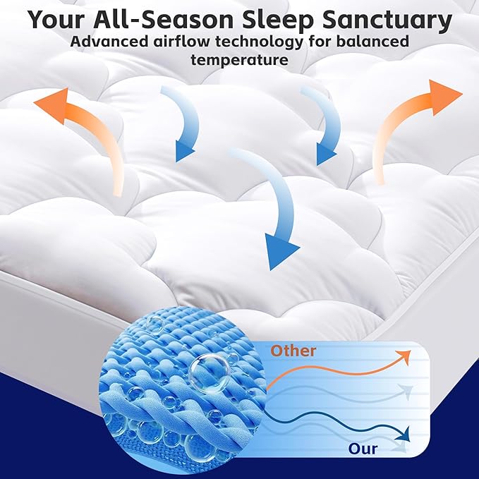 Mattress Topper Twin Size Pillow Top - Extra Thick Padded Mattress Pad & Protector, Breathable Fitted Deep Pocket 8-21, Ultra Soft & Supportive