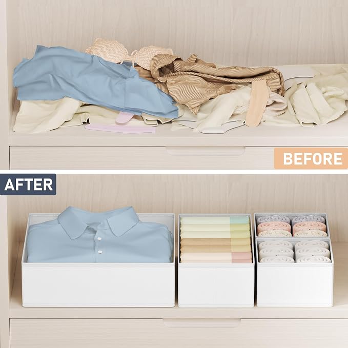 DIMJ Drawer Organizer Clothes Storage - 24 Pack Baby Dresser Organizer for Nursery, Small Fabric Closet Drawer Organizer Bins for Underwears Socks, Foldable Storage Dividers Organization for Bedroom - Image 8