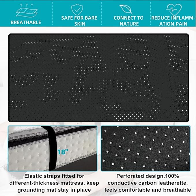 Grounding Mat for Bed, OuDilee Grounding Sleeping Mat Queen Size, Anti-Slip Earthing Pad with Grounding Cord for Relieve Pain & Better Sleep (Queen)