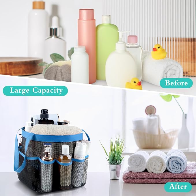 Attmu Mesh Shower Caddy Portable, Quick Dry Hanging Shower Tote Bag for College Dorm Room Essentials, Large Capacity Shower Caddy Dorm for Bathroom Gym Swimming - Image 6