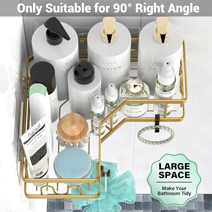 Corner Shower Caddy Bathroom Organizer: Adhesive Shower Rack Bathtub Shelves - 3Pack No Drilling Shower Shelf - Stainless Steel Organizer - Image 3