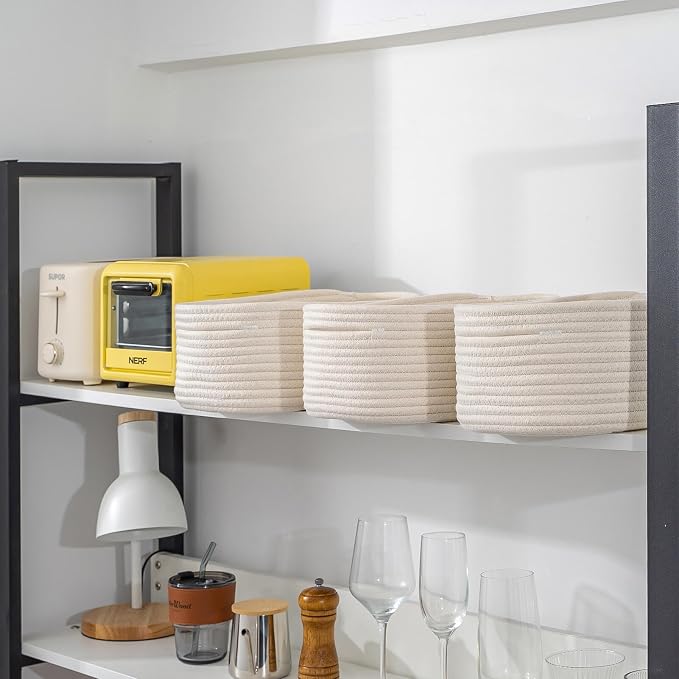 CubesLand Cube Shelf Closet Storage Baskets Bins,Woven Basket for Organizing/Storage,Long-lasting &Skin-friendly Toy Storage Basket Bin,Stylish Room Decor Basket,Off White Cotton Rope Basket 2 Packs - Image 7